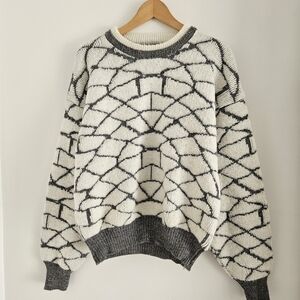 Vintage Bugatchi Uomo Sweater Womens Large Abstract Geometric Knit 90s Taiwan